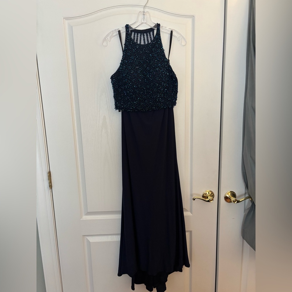 Sherri hill TWO PIECE Beaded Halter Neck Prom Dress  in Navy